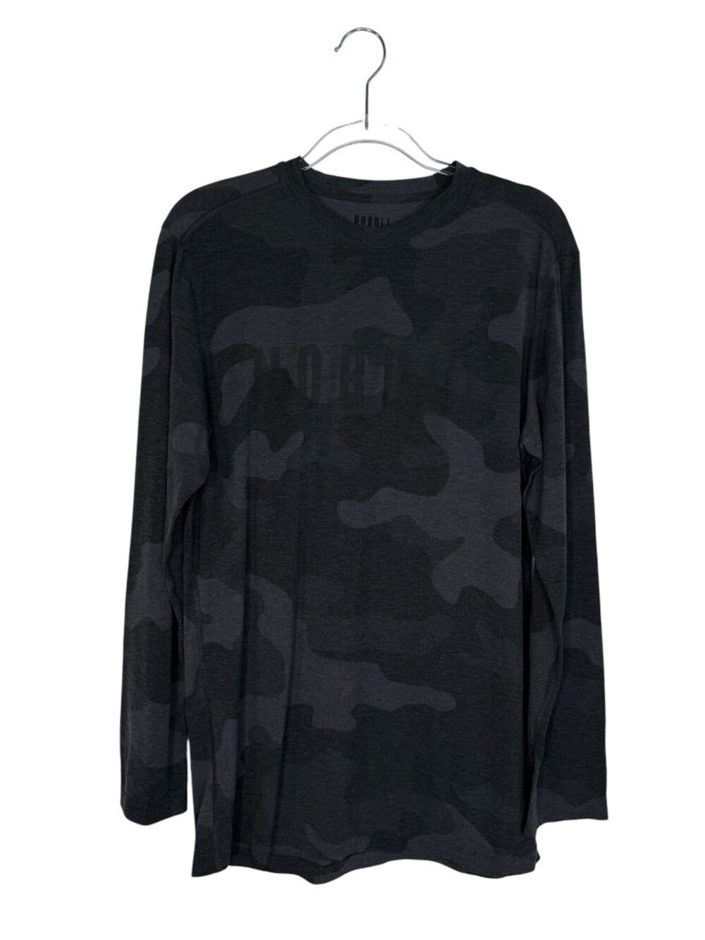 NOBULL Long Sleeve T-Shirt Camouflage Print in Dark Gray Size Medium